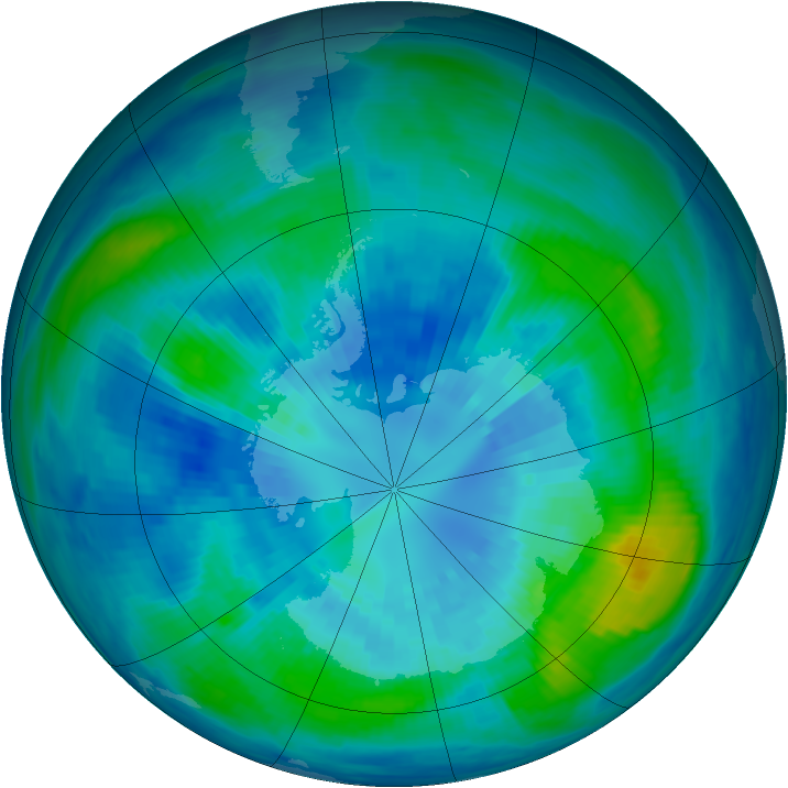 Antarctic ozone map for 04 April 1991